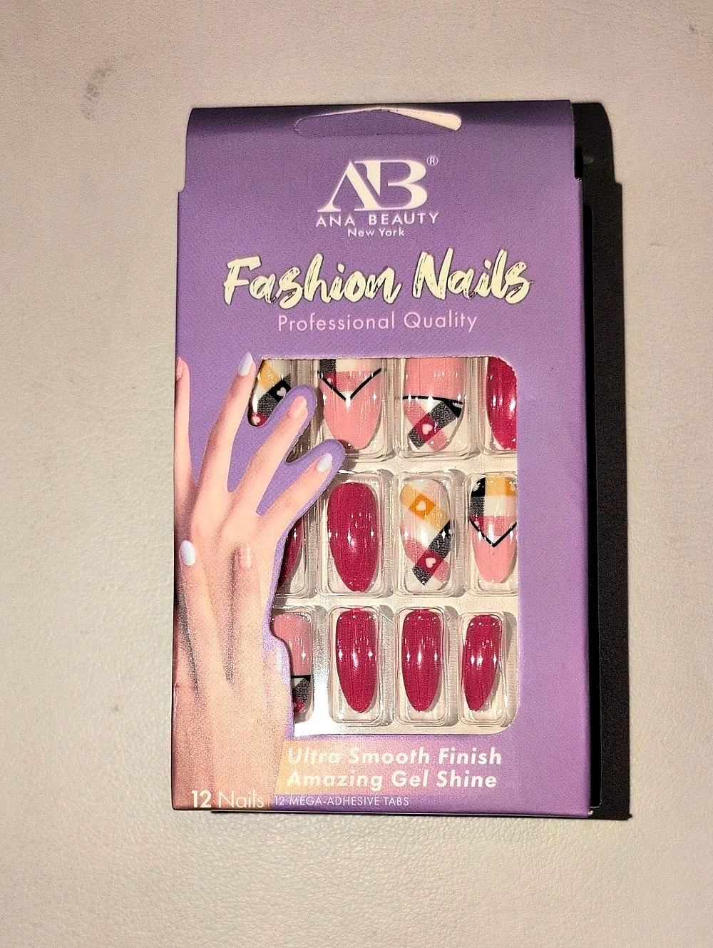 Ana Beauty Fashion Nails Pink & Red Press-On Nails NWT